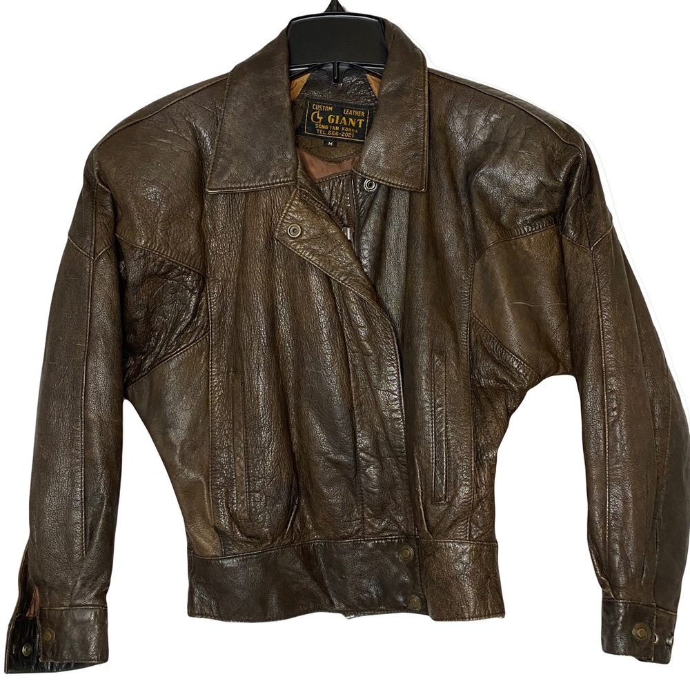 Vintage Giant Korea Custom Leather Patchwork Bomber Jacket
